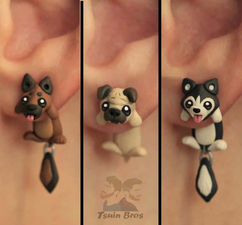 One of the Unique Gifts for Dog Lovers Available on Etsy - Three pairs of front and back dog earrings